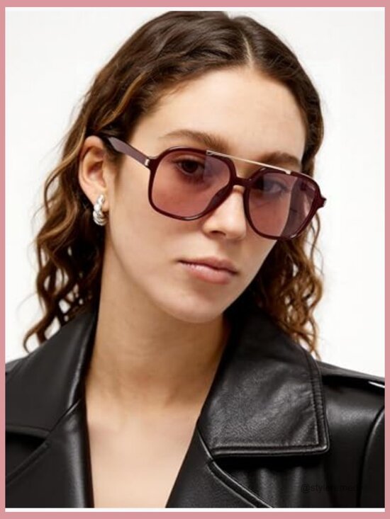 Retro Aviator Sunglasses with UV Protection Plastic Frame